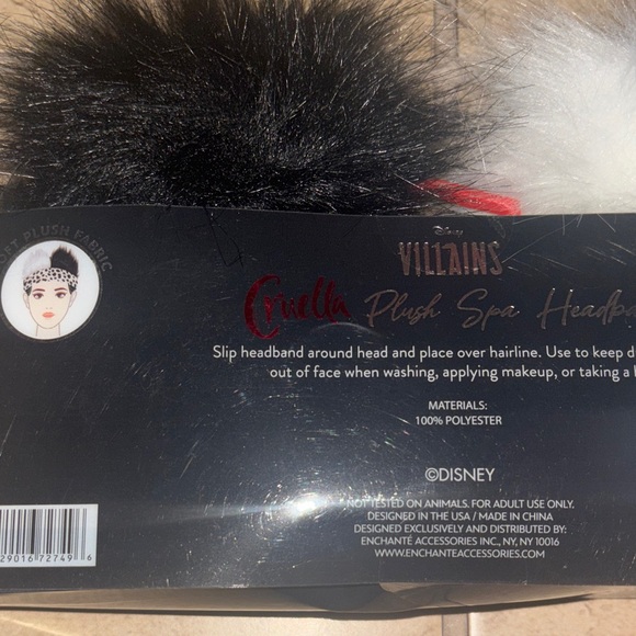 Disney Cruella Villains Plush Spa Headband - Black and White - Picture 2 of 3